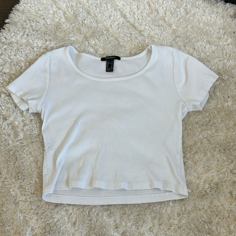 Plain white cropped top